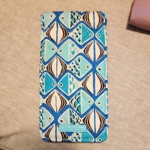 Vera Bradley Aqua and Navy Fish Pattern Phone Or Sunglases Pouch
